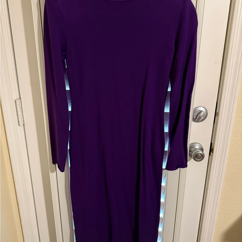 Essential Long-Sleeve Purple Knit Dress